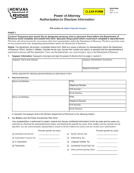 Document preview: Form POA Power of Attorney Authorization to Disclose Information - Montana