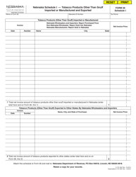 Form 56 Schedule I Tobacco Products Other Than Snuff Imported or Manufactured and Exported - Nebraska