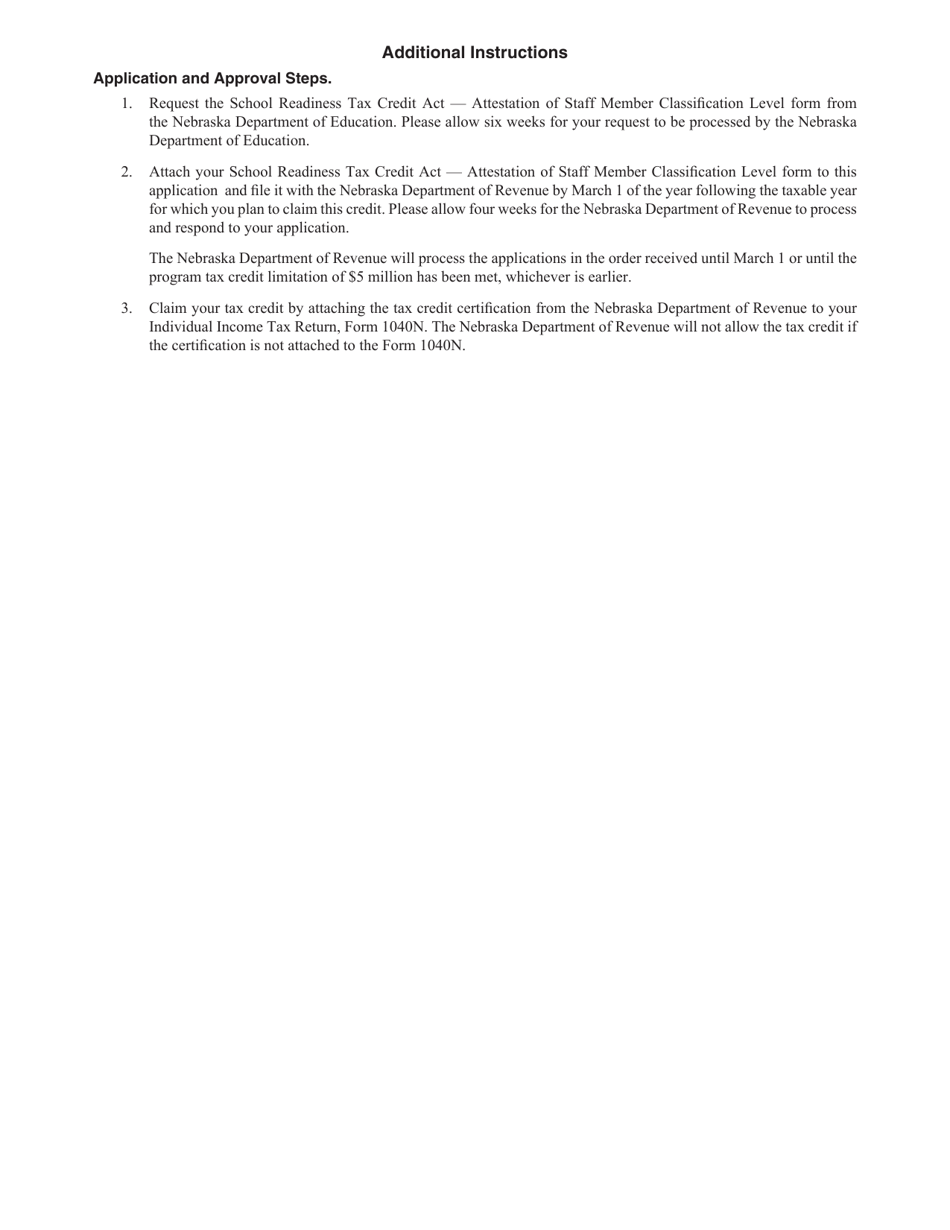 School Readiness Tax Credit Act - Staff Member Application - Nebraska, Page 2