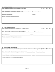 Nebraska Application for Registration of Athlete Agent - Nebraska, Page 2
