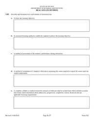 Form 526 Real Estate Continuing Education Course Application - Nevada, Page 4
