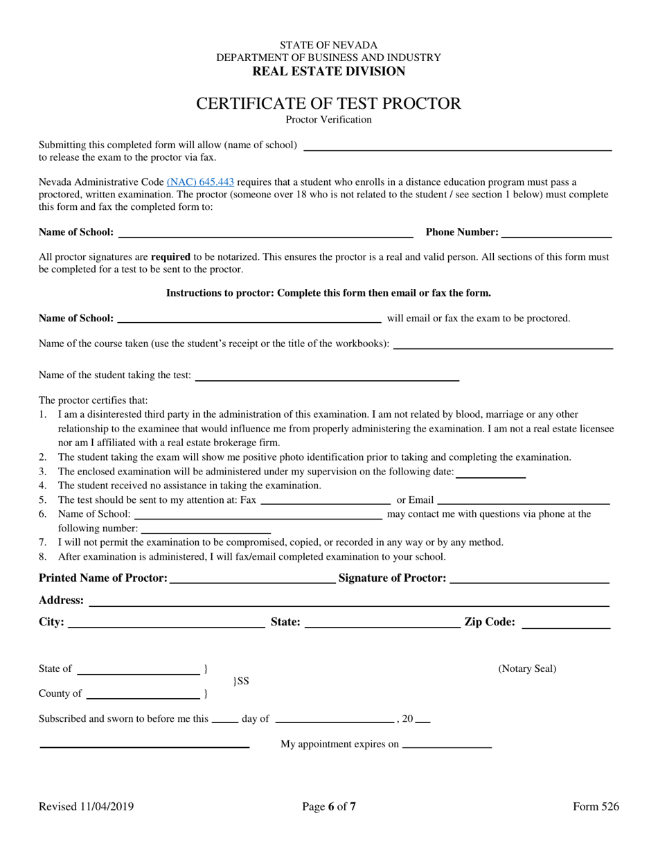 Form 526 Real Estate Continuing Education Course Application - Nevada, Page 6