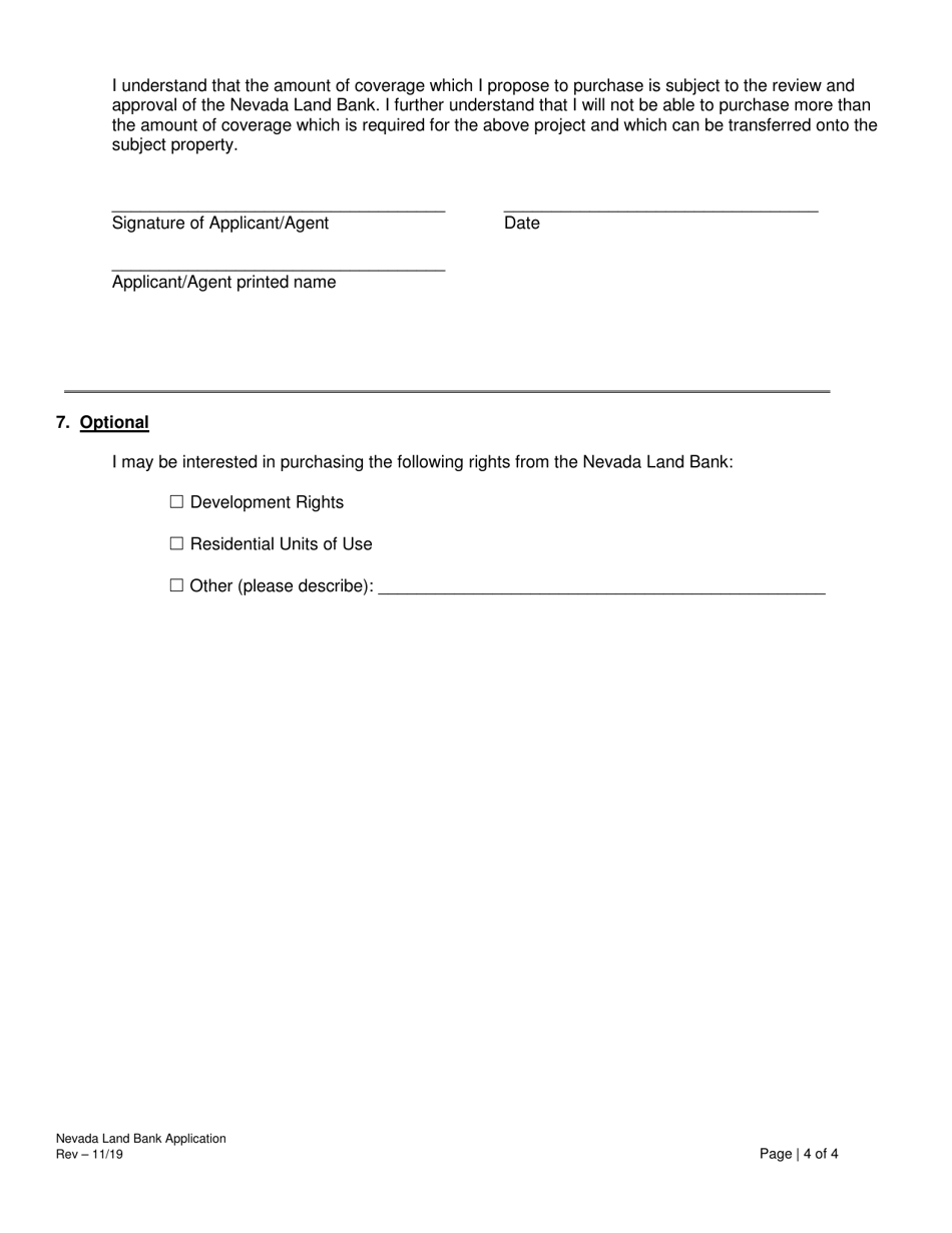 Application for Land Coverage - Nevada, Page 4