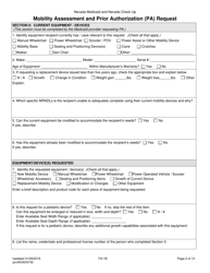 Form FA-1B Mobility Assessment and Prior Authorization (Pa) Request - Nevada, Page 2