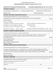 Document preview: Form FA-91 Nevada Medicaid Hospice Program Action Form - Nevada