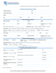 Document preview: Cancer Incidence Reporting Form - Nevada