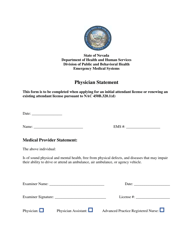 Document preview: Physician Statement - Nevada