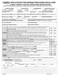Form DMV-002 Application for Driving Privileges or Id Card - Nevada