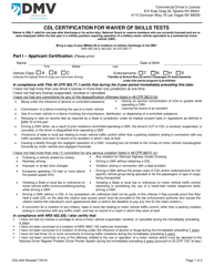 Form CDL-004 Cdl Certification for Waiver of Skills Tests - Nevada