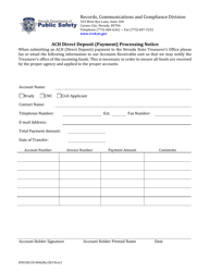 Form 0501RCCD-004 &quot;ACH (Direct Deposit) Payment Form&quot; - Nevada