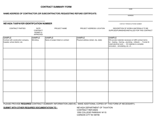 Application for Contractor Refund - Nevada, Page 3