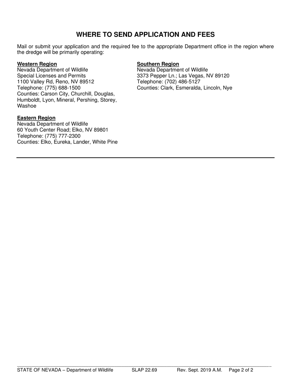 Instructions for Form SLAP22.69 Application for Dredging Permit - Nevada, Page 2