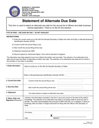 Document preview: Statement of Alternate Due Date - Nevada