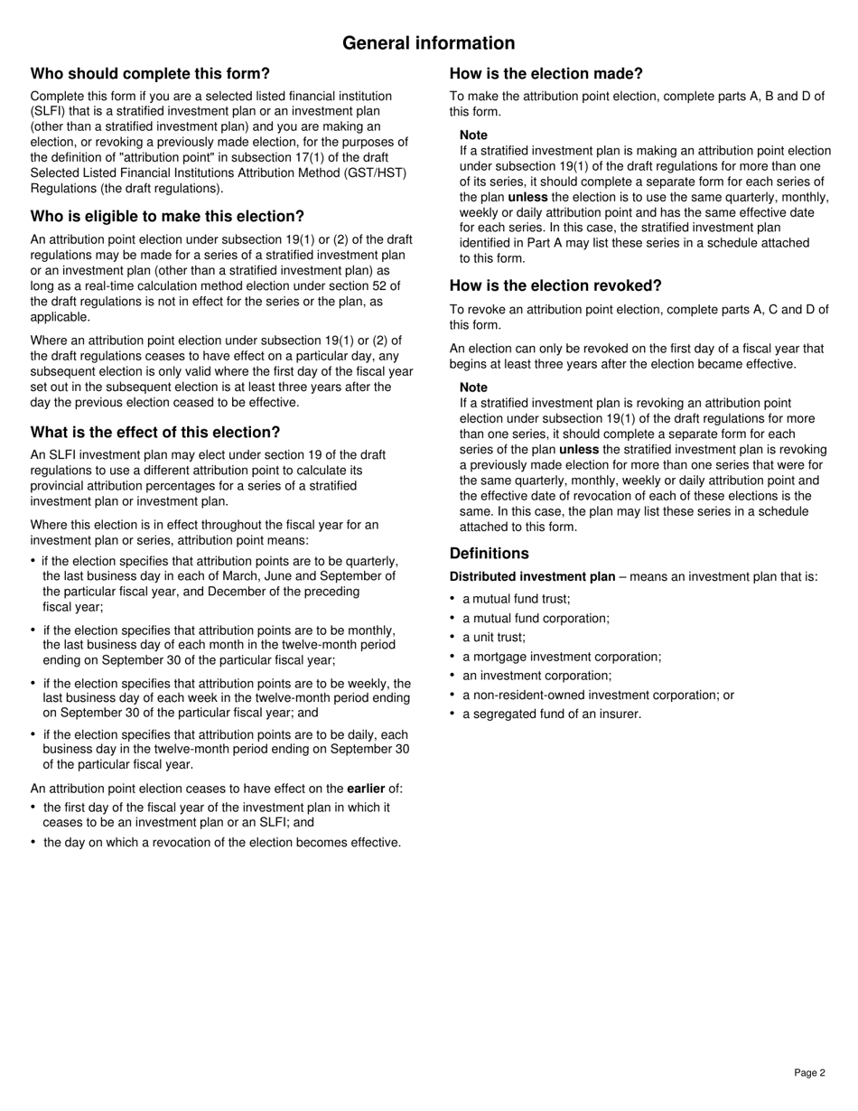 Form RC4614 Attribution Point Election and Revocation for a Selected Listed Financial Institution - Canada, Page 2
