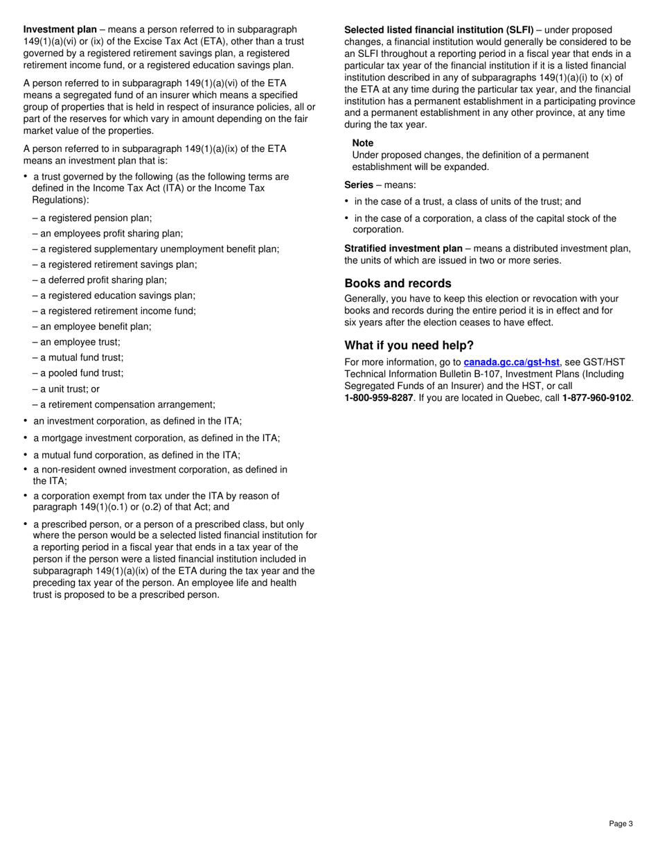 Form RC4614 Attribution Point Election and Revocation for a Selected Listed Financial Institution - Canada, Page 3
