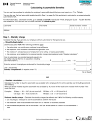 Form RC18 Calculating Automobile Benefits - Canada