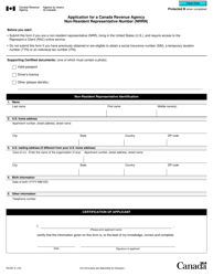 Form RC391 Application for a Canada Revenue Agency Non-resident Representative Number (Nrrn) - Canada