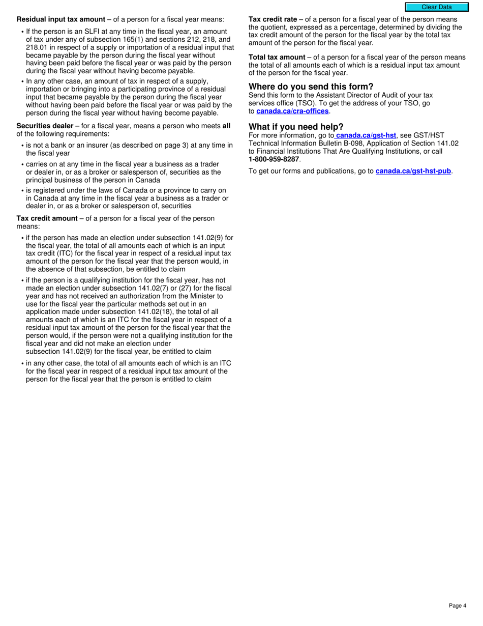 Form RC4522 Election or Revocation for a Qualifying Institution to Use Particular Methods Specified in an Application Under Subsection 141.02(18) - Canada, Page 4