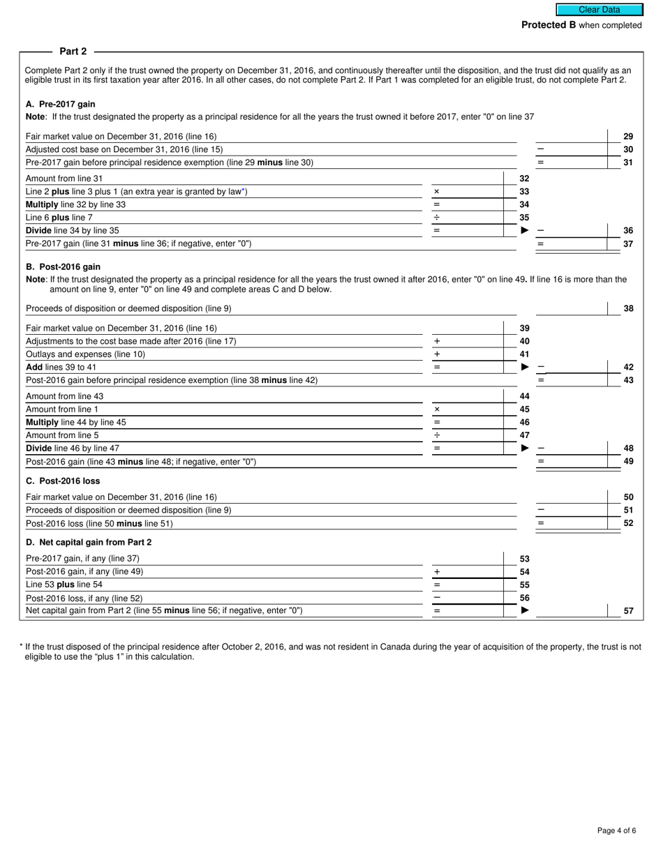 Form T1079 Designation of a Property as a Principal Residence by a Personal Trust - Canada, Page 4