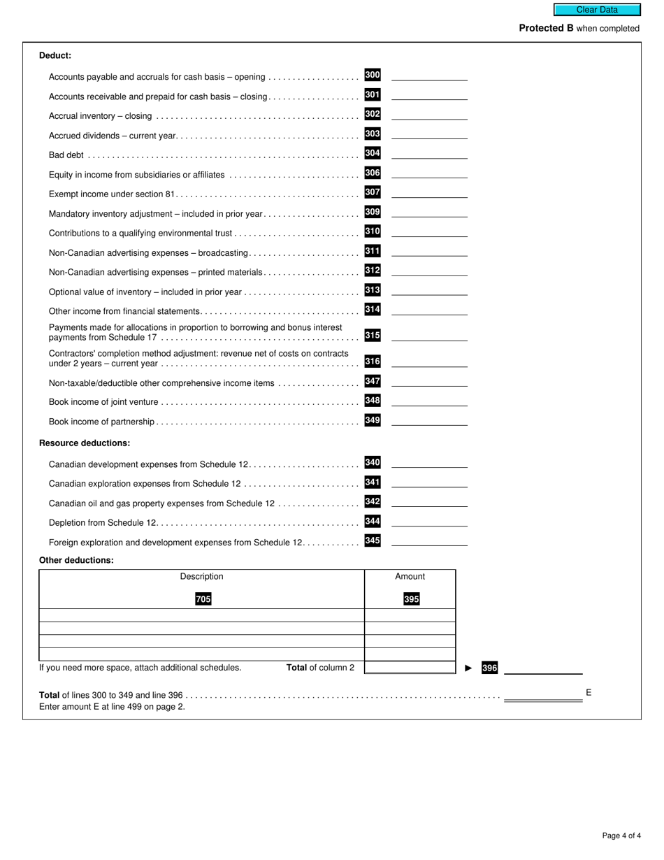 Form T2 Schedule 1 Net Income (Loss) for Income Tax Purposes (2019 and Later Tax Years) - Canada, Page 4