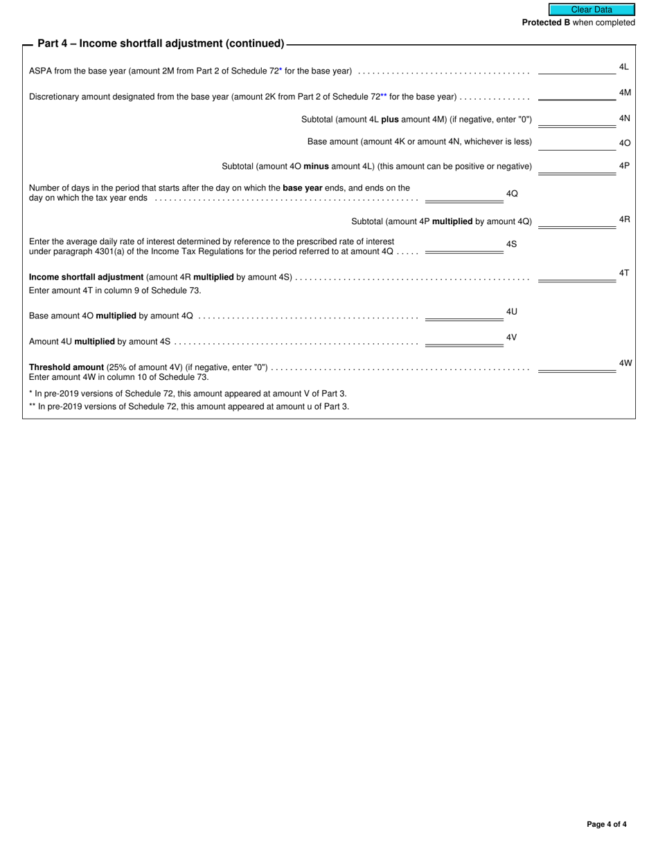 Form T2 Schedule 72 Income Inclusion for Corporations That Are Members of Multi-Tier Partnerships (2019 and Later Tax Years) - Canada, Page 4