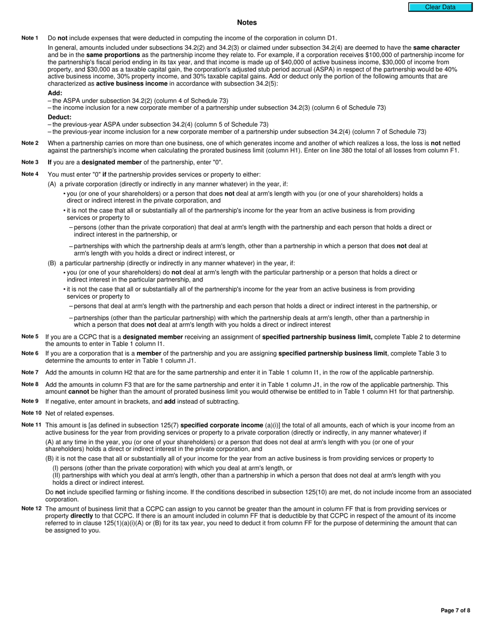 Form T2 Schedule 7 Aggregate Investment Income and Income Eligible for the Small Business Deduction (2019 and Later Tax Years) - Canada, Page 7