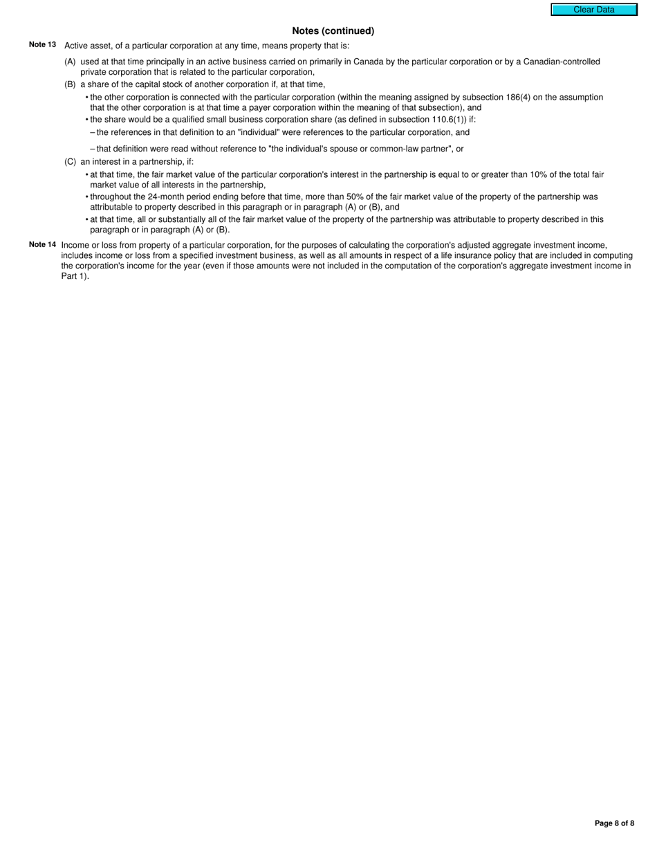 Form T2 Schedule 7 Aggregate Investment Income and Income Eligible for the Small Business Deduction (2019 and Later Tax Years) - Canada, Page 8