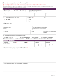 Serious Adverse Drug Reaction Reporting Form for Hospitals - Canada, Page 2
