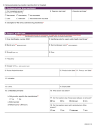 Serious Adverse Drug Reaction Reporting Form for Hospitals - Canada, Page 3