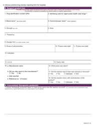 Serious Adverse Drug Reaction Reporting Form for Hospitals - Canada, Page 4