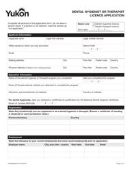 Form YG5095 Dental Hygienist or Therapist Licence Application - Yukon, Canada, Page 3