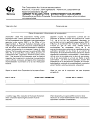 Document preview: Consent to Examinations - Manitoba, Canada (English/French)