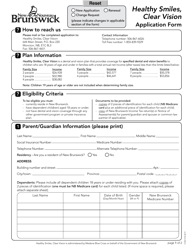 Document preview: Form 975E Healthy Smiles, Clear Vision Application Form - New Brunswick, Canada