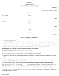 Document preview: Form 60H-1 Notice of Renewal of Garnishment - Ontario, Canada
