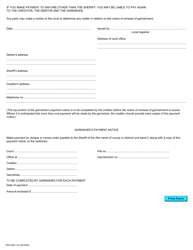 Form 60H-1 Notice of Renewal of Garnishment - Ontario, Canada, Page 2