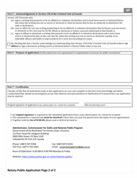 Application: for Appointment or Renewal as a Notary Public - Northwest Territories, Canada, Page 2