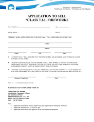 &quot;Application to Sell Class 7.2.1. Fireworks&quot; - Northwest Territories, Canada