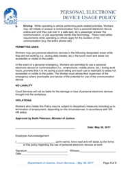 Personal Electronic Device Usage Policy - Nunavut, Canada, Page 3