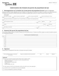 Document preview: Forme LM-401.I Indemnisation DES Titulaires De Permis De Proprietaire De Taxi - Quebec, Canada (French)