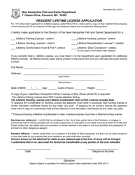 Resident Lifetime License Application - New Hampshire, Page 2