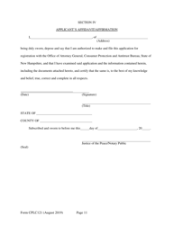 Form CPLC121 Application for Twenty-Five Unit Exemption - New Hampshire, Page 11
