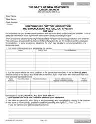 Form NHJB-2660-DFP &quot;Uniform Child Custody Jurisdiction and Enforcement Act (Uccjea) Affidavit&quot; - New Hampshire