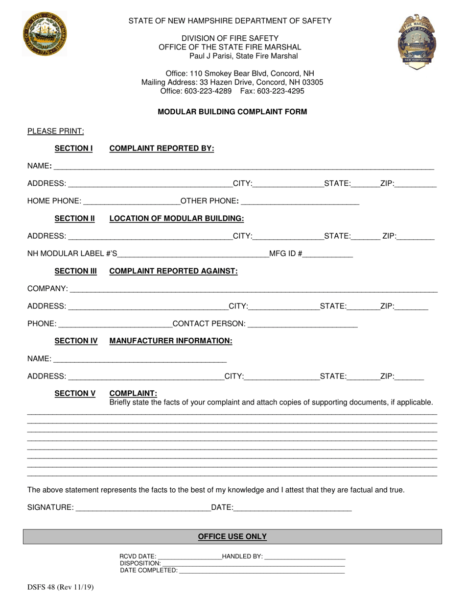 Form DSFS48 - Fill Out, Sign Online and Download Fillable PDF, New ...