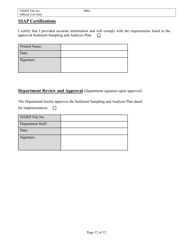 Sediment Sampling and Analysis Plan (Ssap) File Number Request Form - New Jersey, Page 12