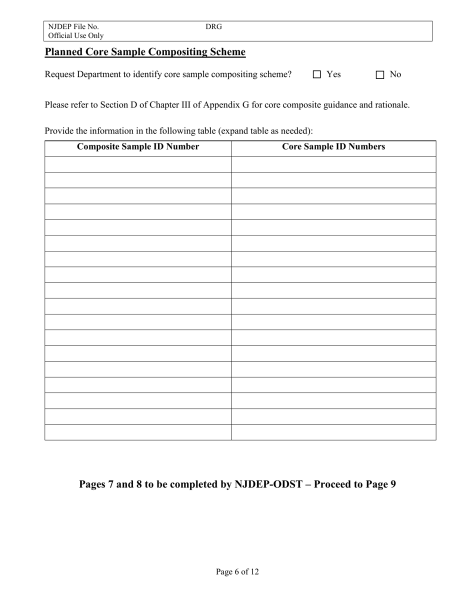 Sediment Sampling and Analysis Plan (Ssap) File Number Request Form - New Jersey, Page 6