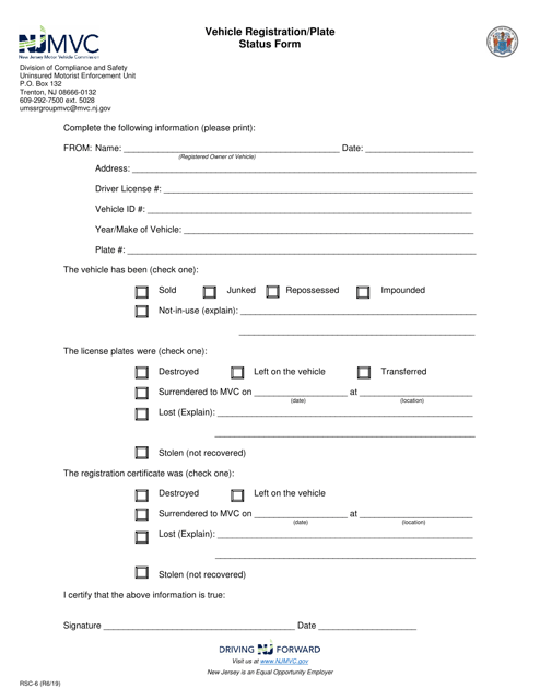 Form RSC-6  Printable Pdf