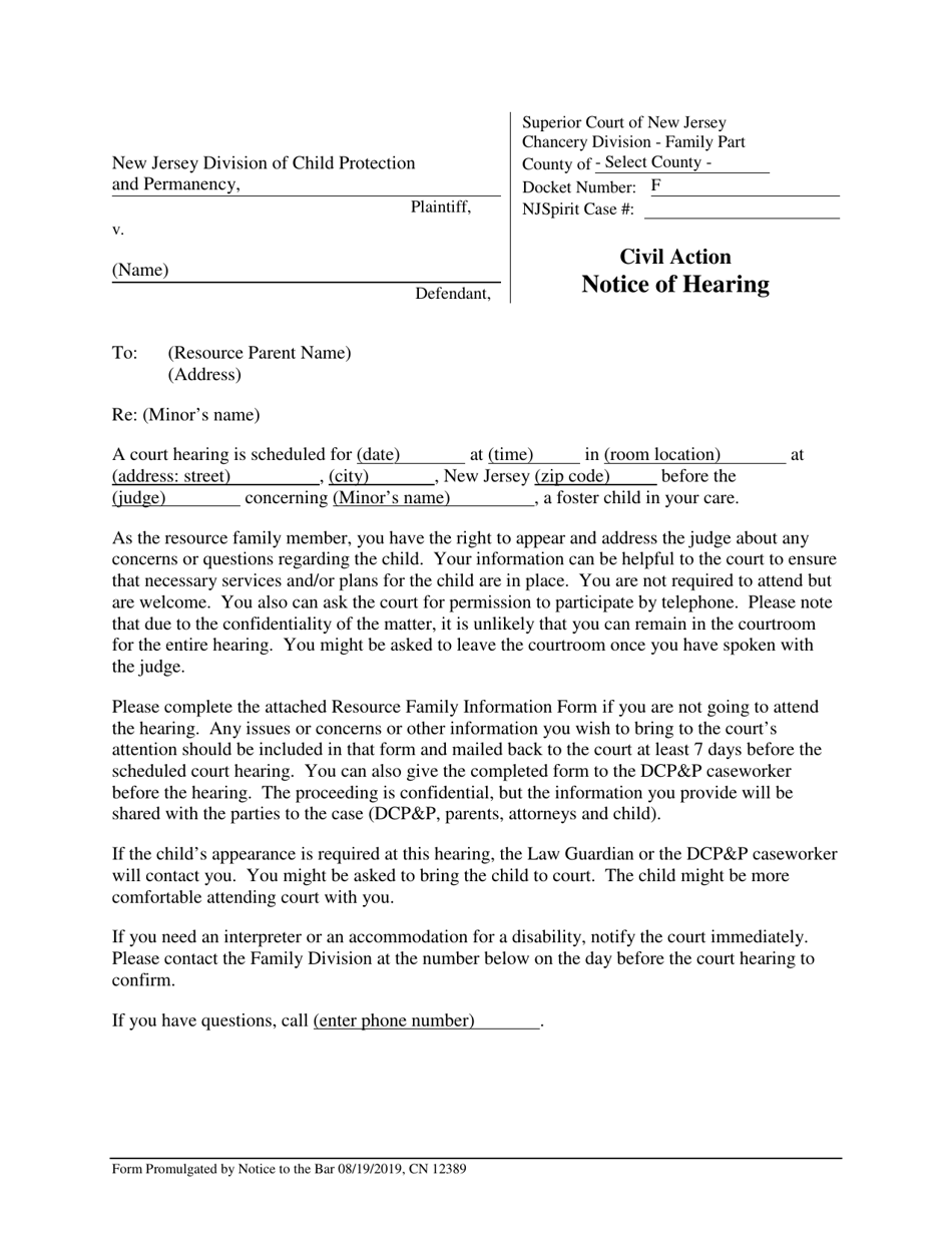 Form 12389 Notice to Caregivers - New Jersey, Page 1