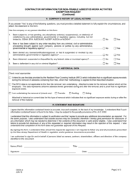 Form CEOH-4 Contractor Information for Non-friable Asbestos Work Activities Exemption Request - New Jersey, Page 2
