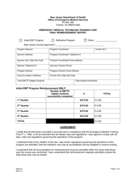 Document preview: Form EMS-61 Emergency Medical Technician Training Fund Final Reimbursement Report - New Jersey
