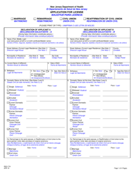 Form REG-77A Application for License: Marriage, Remarriage, Civil Union or Reaffirmation of Civil Union - New Jersey (English/Spanish)